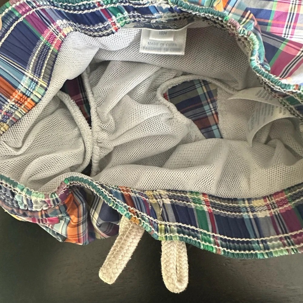 Ralph Lauren Toddler Multicolor Plaid Swim Trunks | 18M | Blue